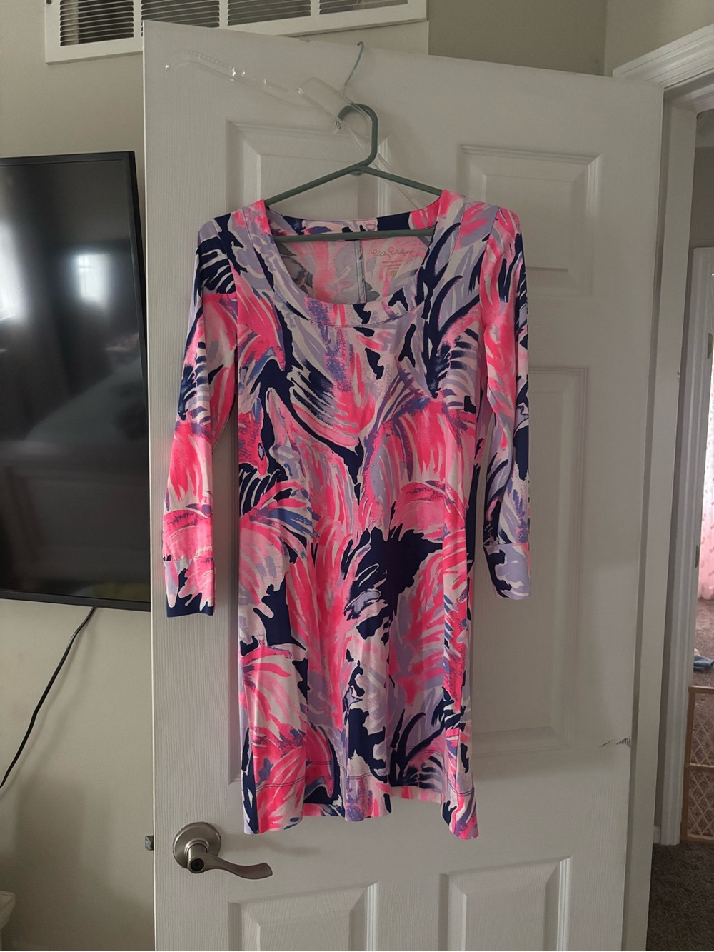 Lilly Pulitzer Pink & Navy Botanical Print Dress - Picture 1 of 3